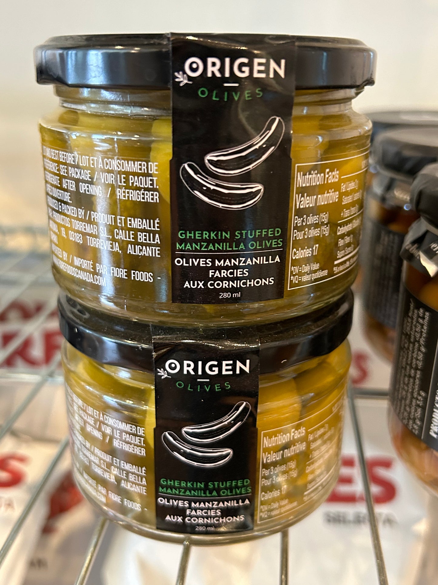 Origen Olives Gherkin Stuffed Manzanilla Olives